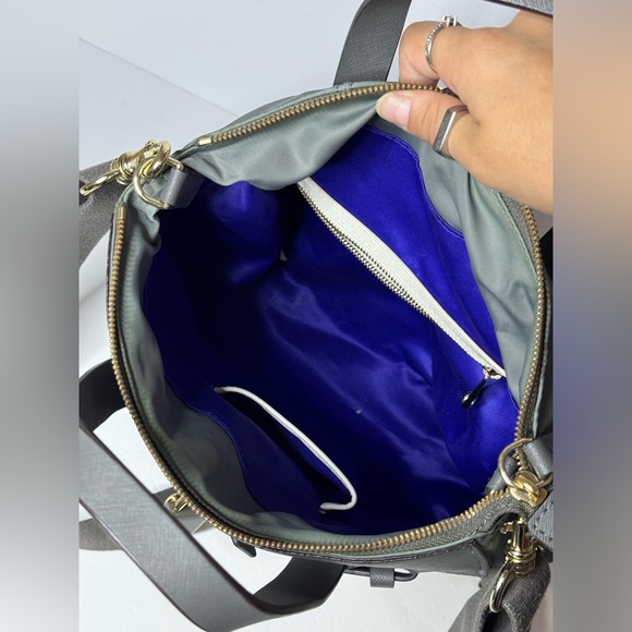 HENRI BENDEL Jet Setter Nylon Leather Convertible Shoulder Bag Backpack Gray - Picture 6 of 12